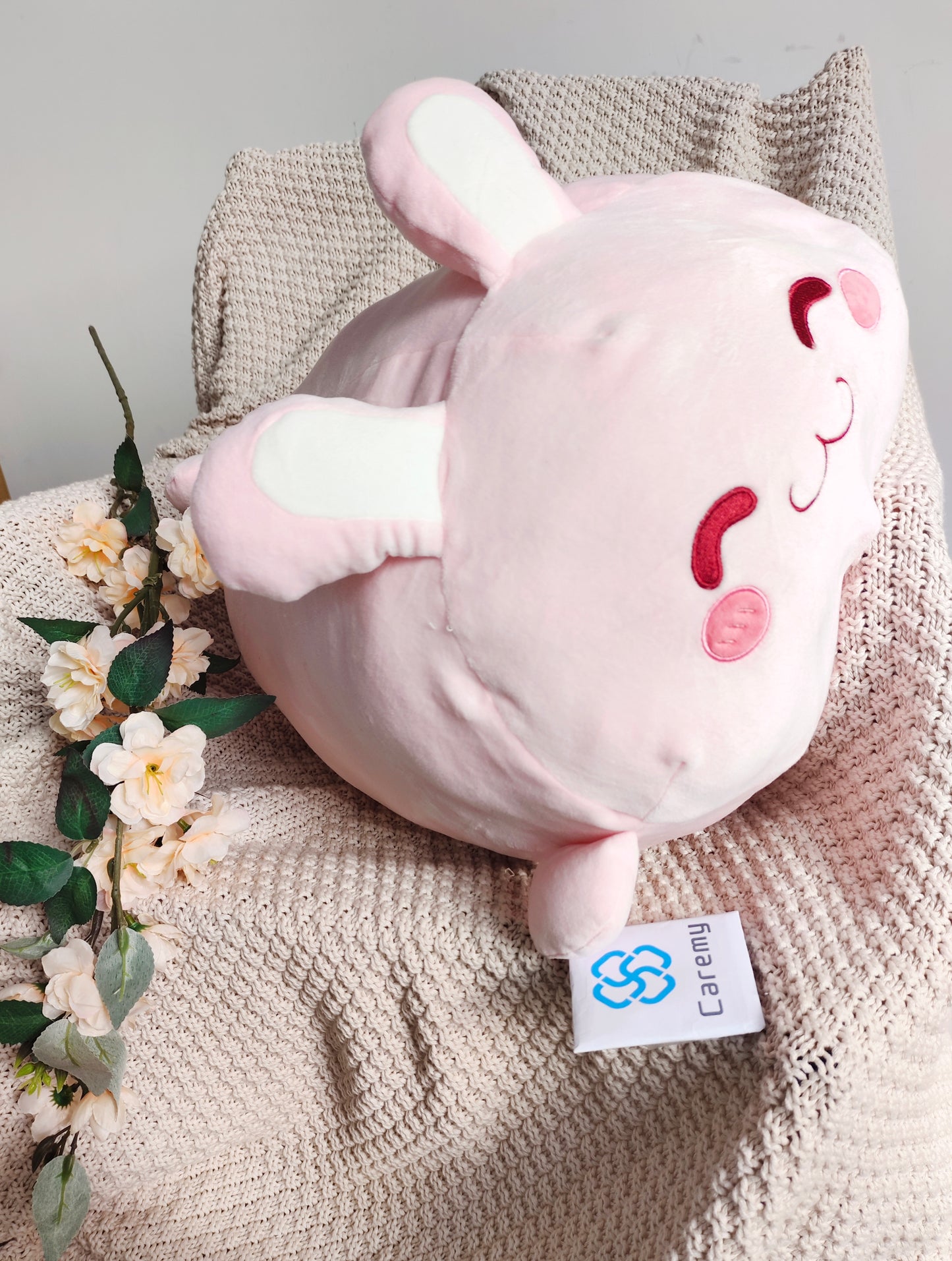Caremy Cute Pink Bunny Plush Pillow Soft Cozy Funny Christmas Gift