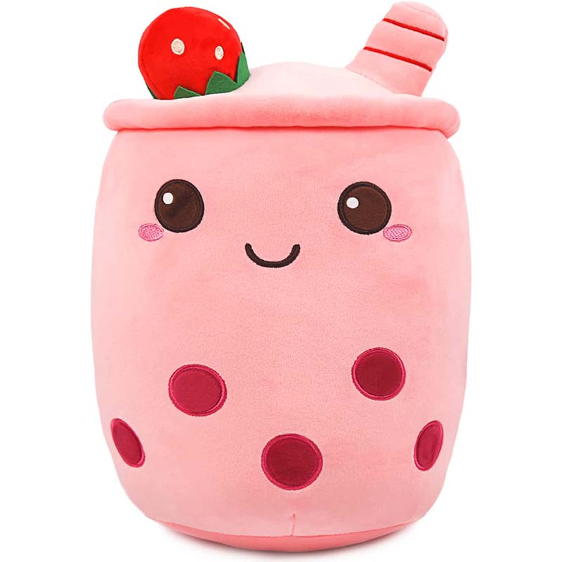 Stuffed Boba Plushie Bubble Tea Pillow Strawberry