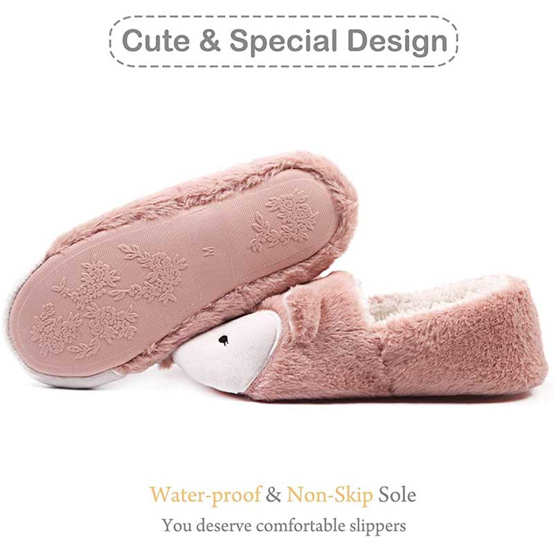 Womens Fox Fleece Animal Cozy House Slippers