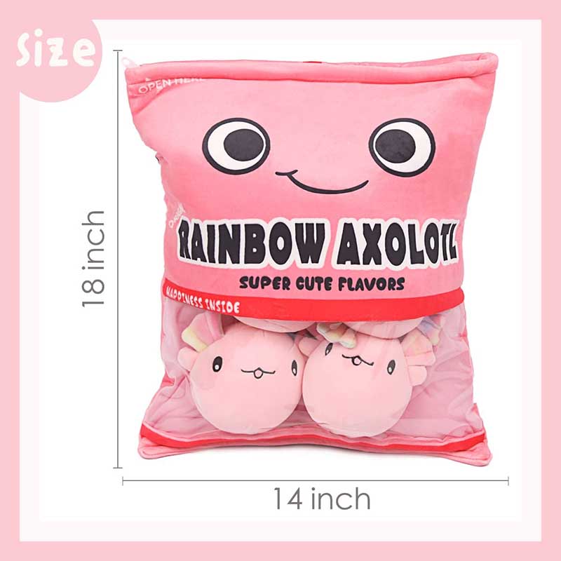 18 inch Removable Stuffed Animals Doll Toy Bag of Pillow Axolotl Pink