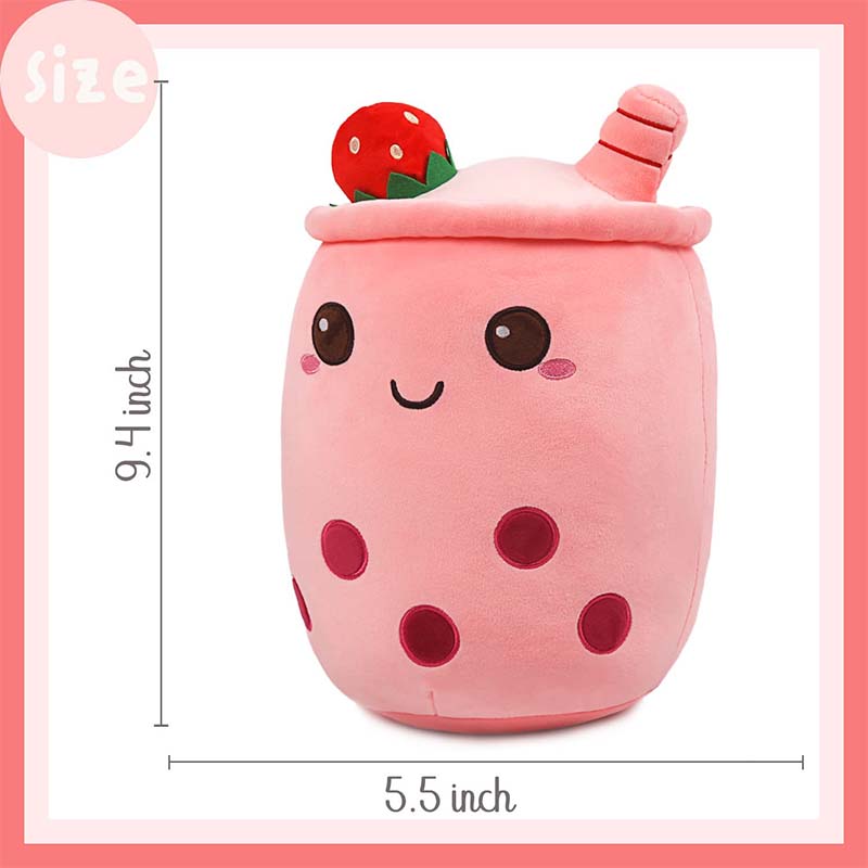Stuffed Boba Plushie Bubble Tea Pillow Strawberry