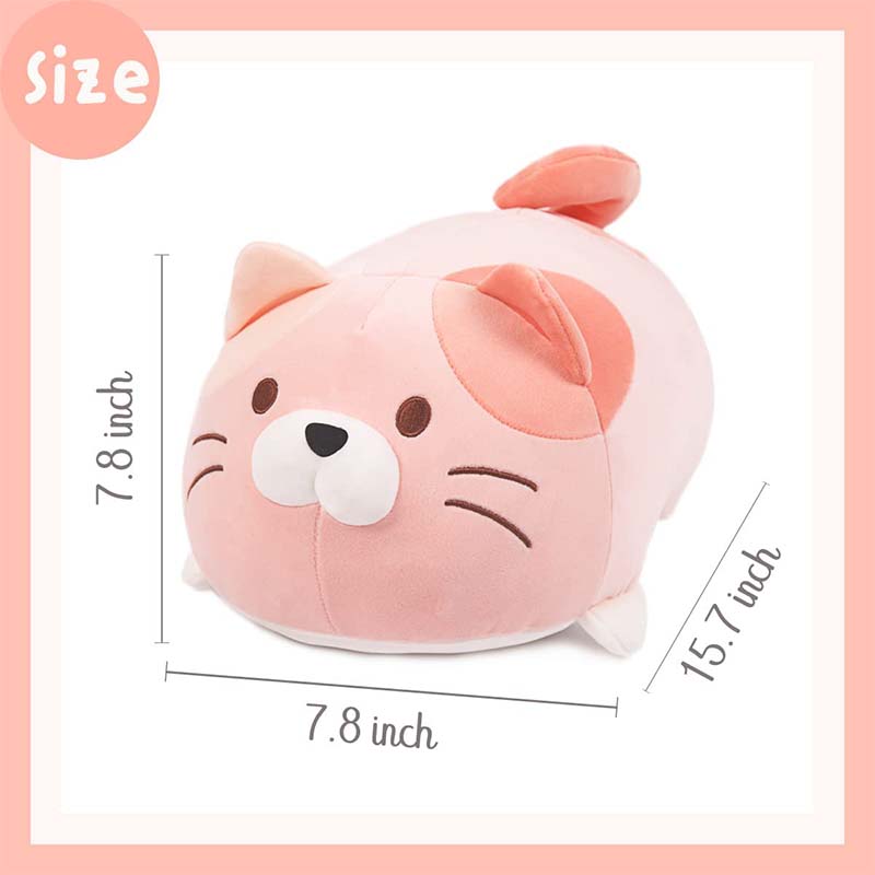 Kawaii Cat Soft Chubby Buddy Throw Hugging Pillow 16 inch Pink