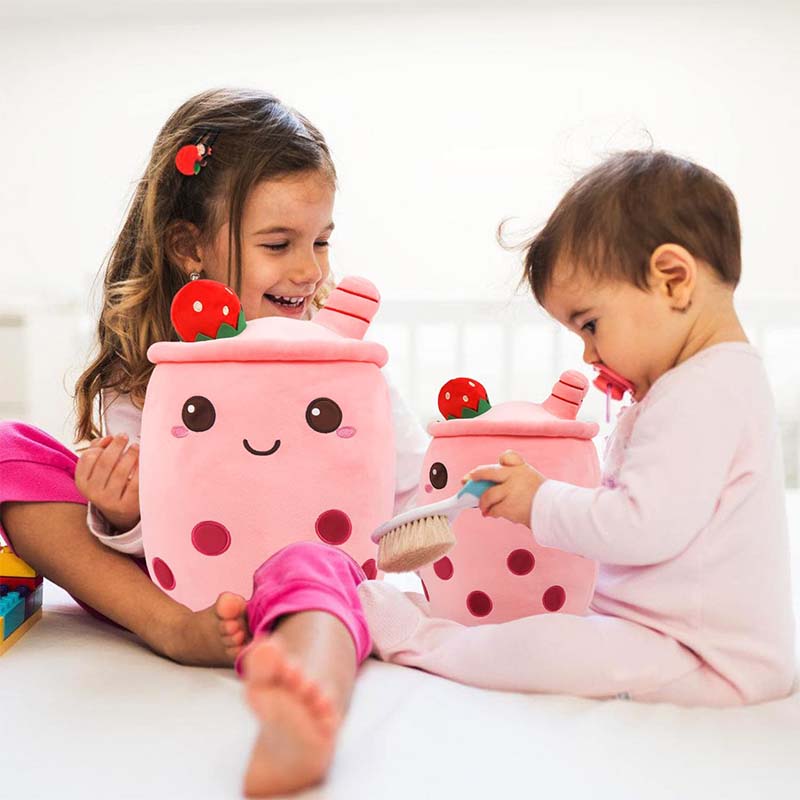 Stuffed Boba Plushie Bubble Tea Pillow Strawberry