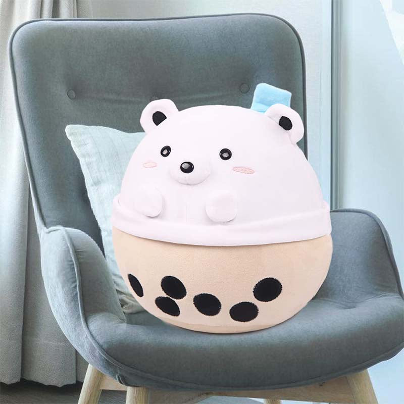 9.4 inch Stuffed Boba With White Bear Plush Pillow