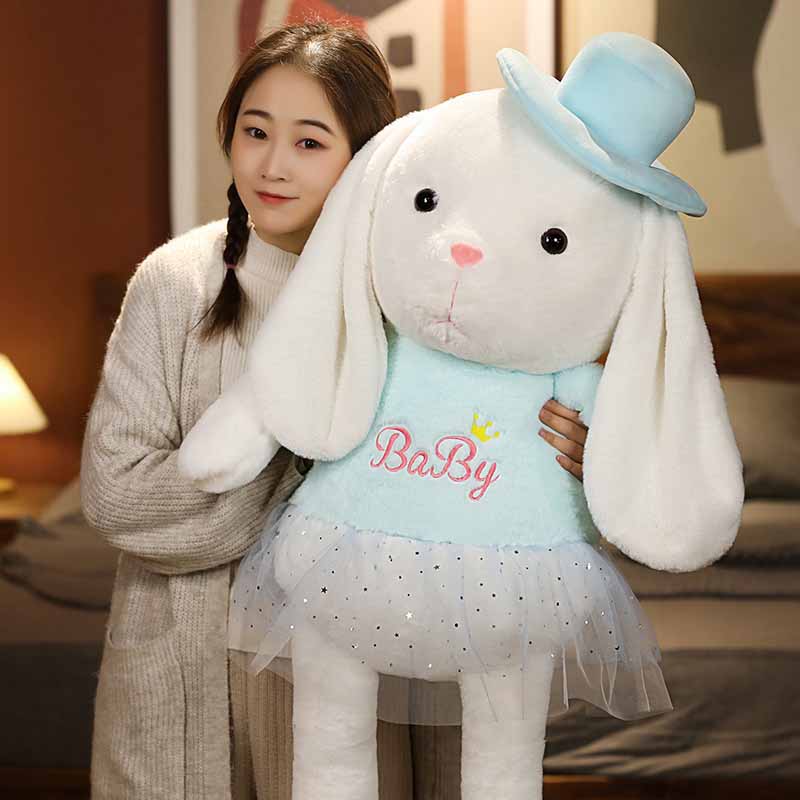 Kawaii Bunny Stuffed Animal with Hat Doll