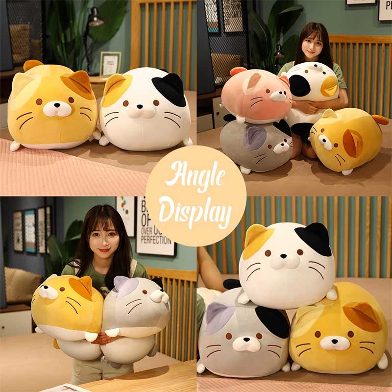 Kawaii Cat Soft Chubby Buddy Throw Hugging Pillow 16 inch Yellow