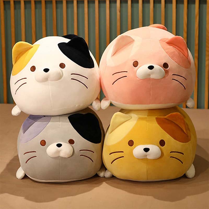 Kawaii Cat Soft Chubby Buddy Throw Hugging Pillow 16 inch Pink