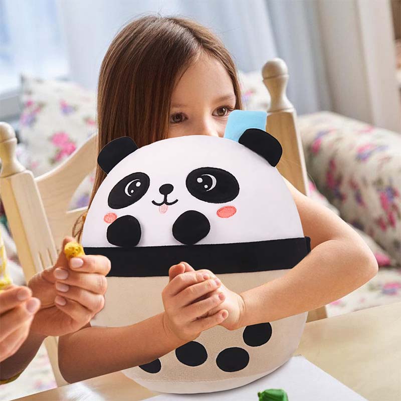 9.4 inch Stuffed Boba with Panda Plushie Bubble Tea Pillow