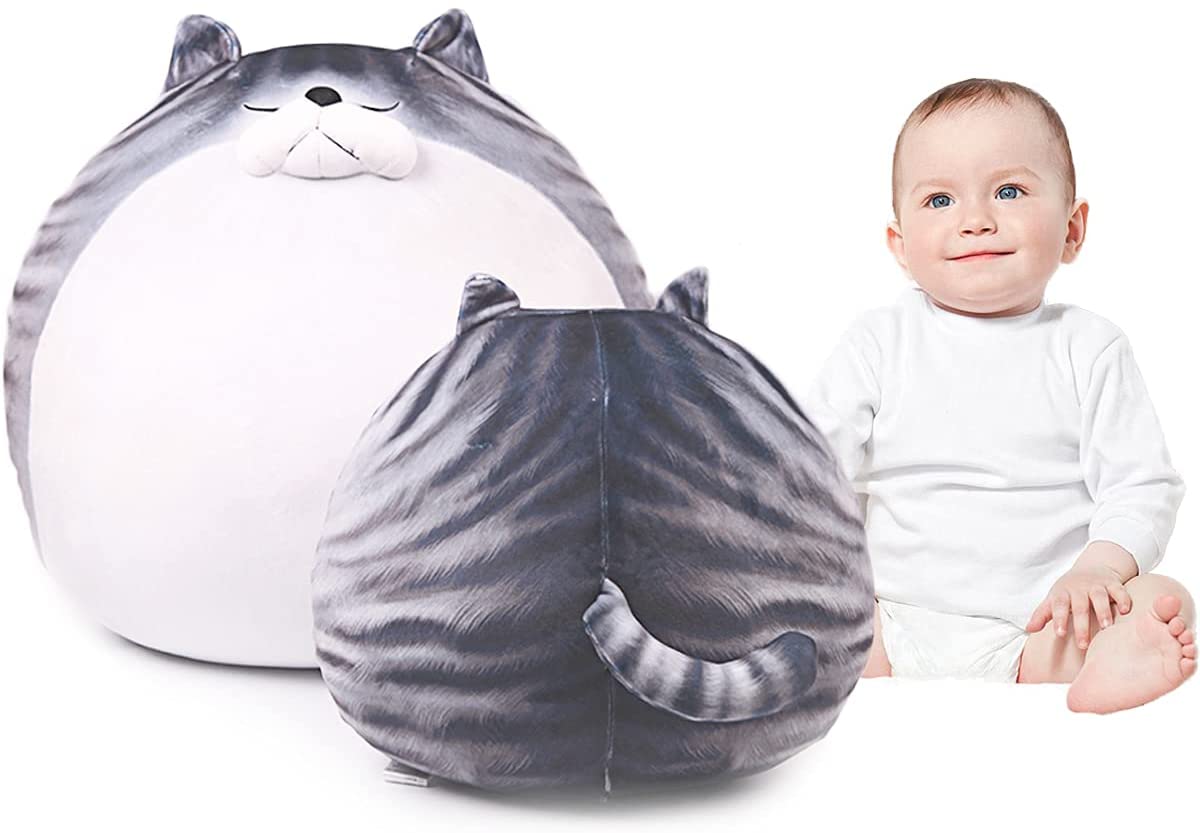 Cute Chubby Cat Plush Grey