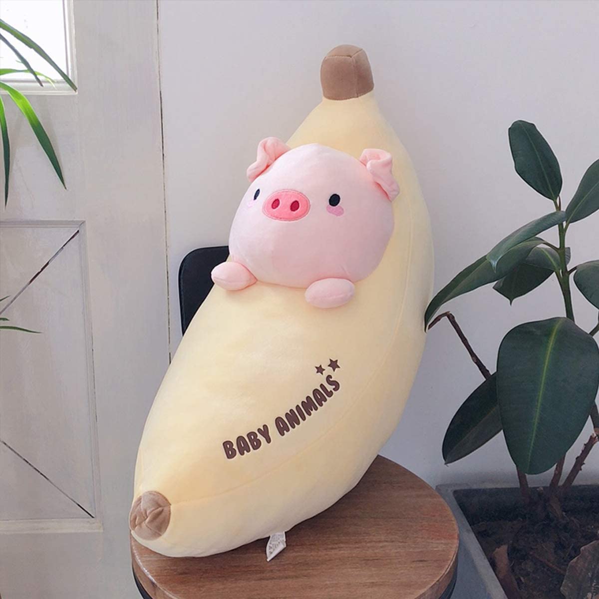 Kawaii Pig Plush Pillow Cute Banana Stuffed Animal 22 inch