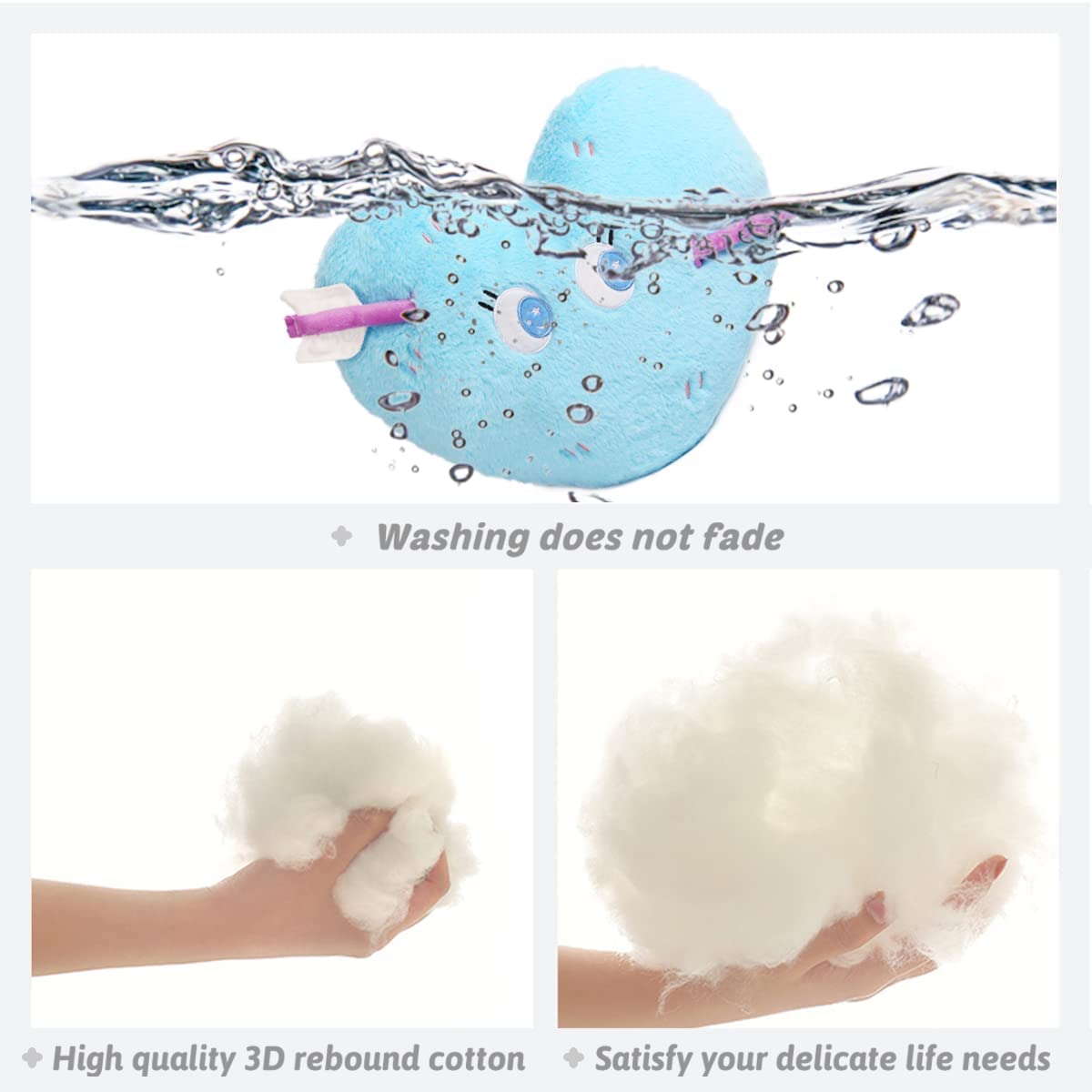 Heart Stuffed Plush Pillow Blue