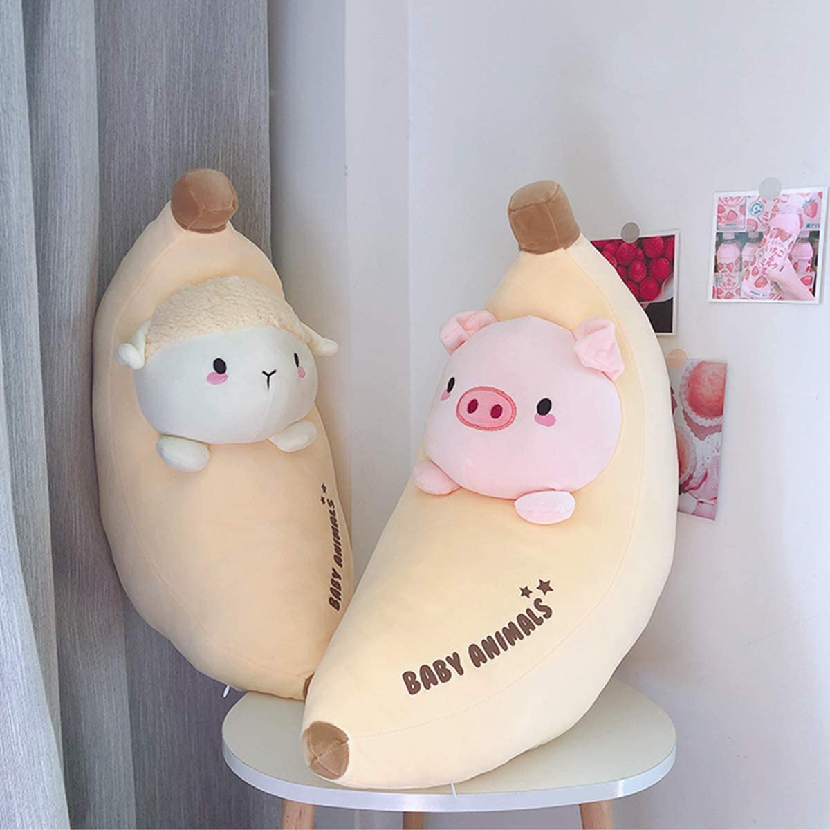Kawaii Pig Plush Pillow Cute Banana Stuffed Animal 22 inch