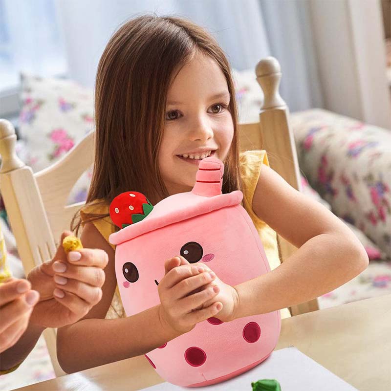 Stuffed Boba Plushie Bubble Tea Pillow Strawberry