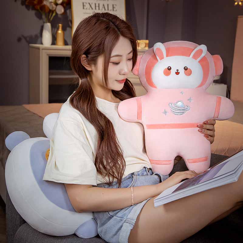 Kawaii Astronaut Bear and Rabbit Weighted Stuffed Animal 18 inch