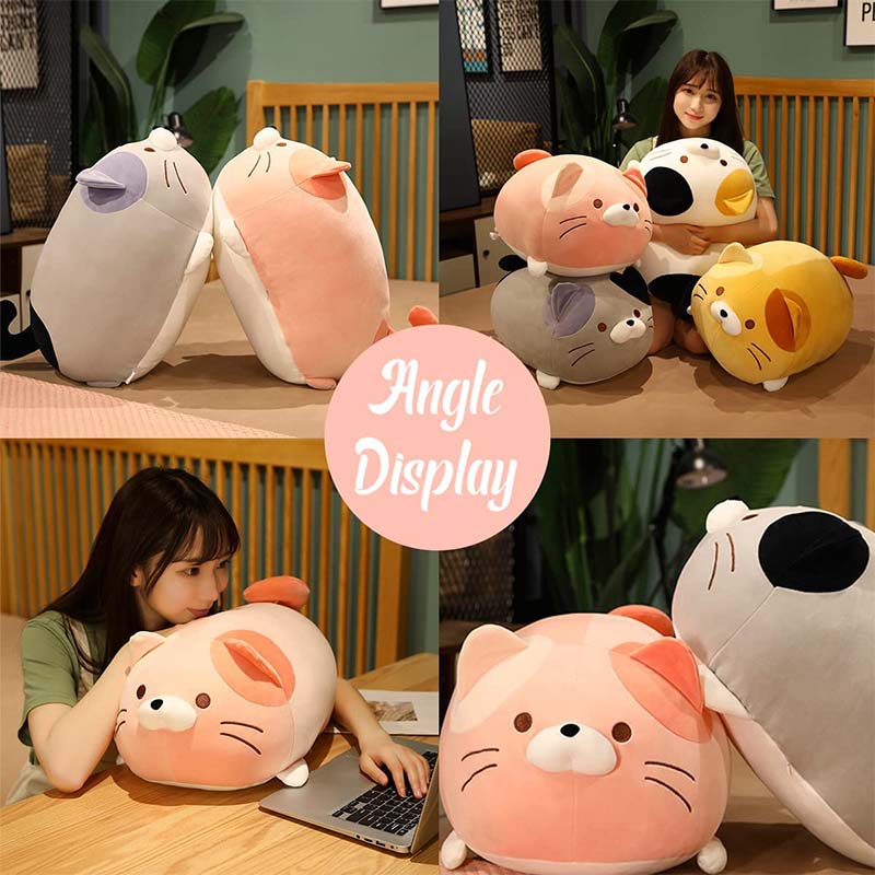 Kawaii Cat Soft Chubby Buddy Throw Hugging Pillow 16 inch Pink