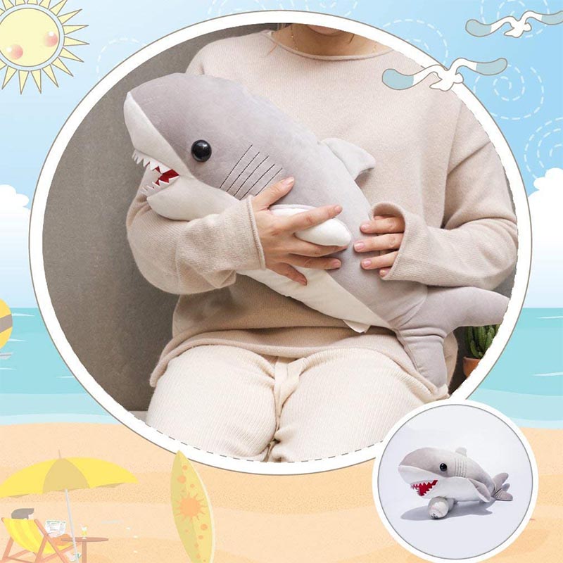 22 inch Large Grey Shark Pillow