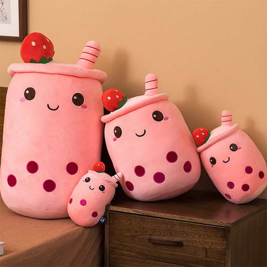 Stuffed Boba Plushie Bubble Tea Pillow Strawberry
