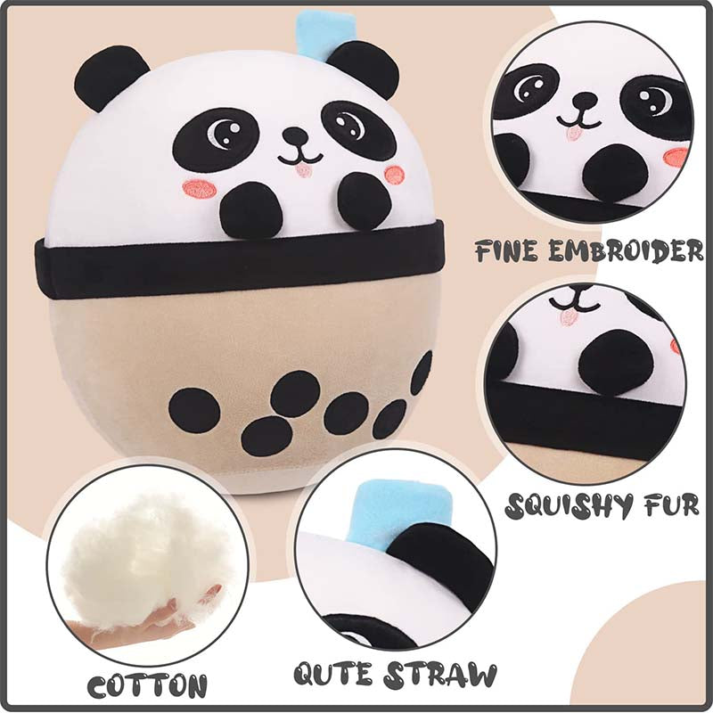 9.4 inch Stuffed Boba with Panda Plushie Bubble Tea Pillow