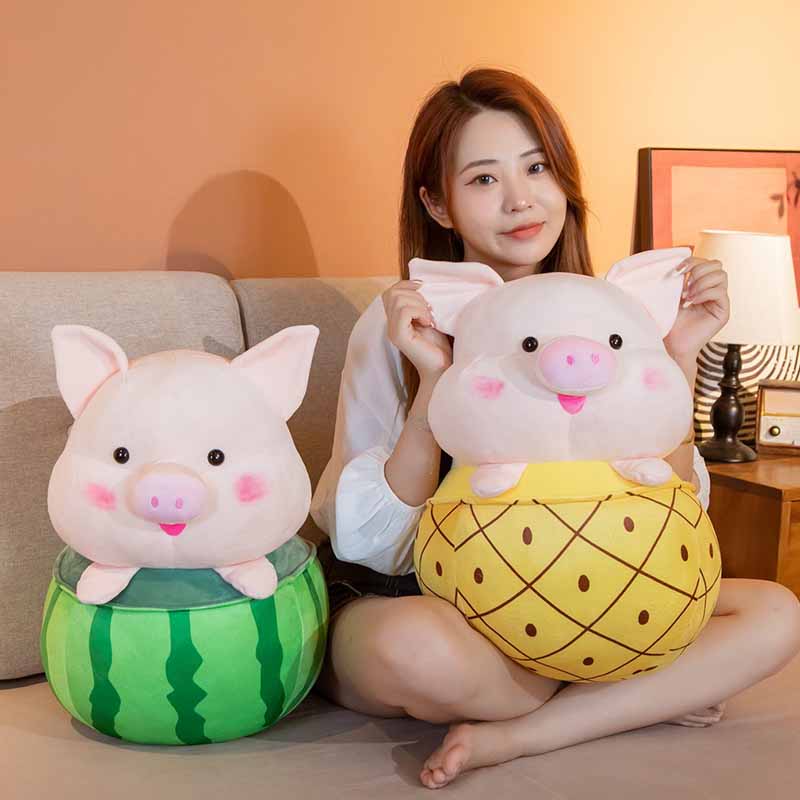Funny Fruit Pig Round Plush