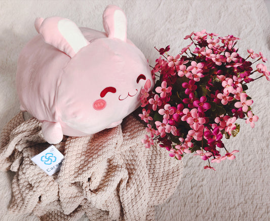 Caremy Cute Pink Bunny Plush Pillow Soft Cozy Funny Christmas Gift