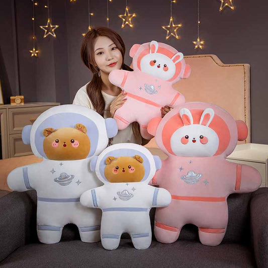 Kawaii Astronaut Bear and Rabbit Weighted Stuffed Animal 18 inch