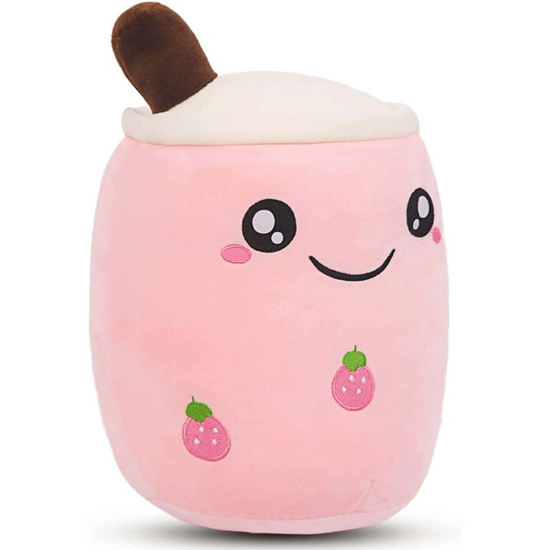 Stuffed Boba Plushie Bubble Tea Pillow Pink