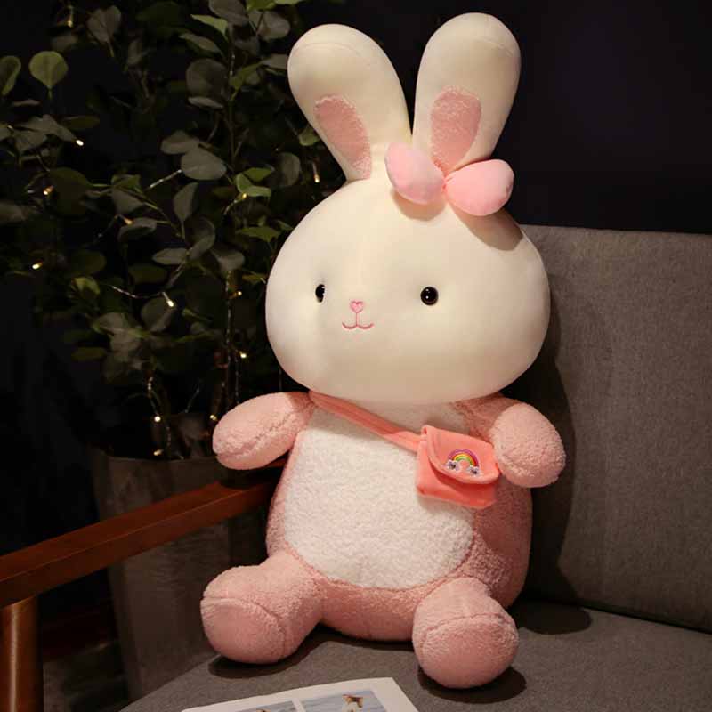 Kawaii Bunny with Bag Stuffed Animal Pink