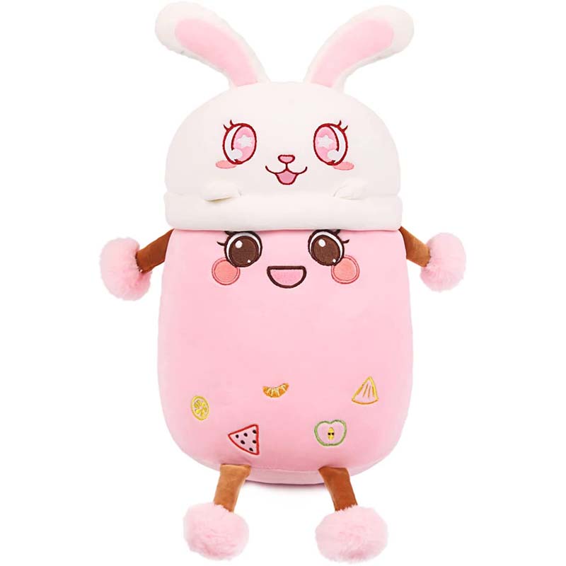 Stuffed Boba with Bunny Plushie Bubble Tea Pillow 14 inch