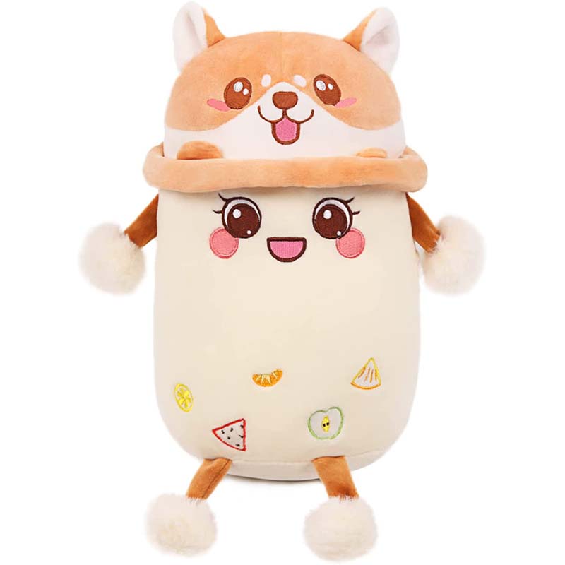 9.4 inch Stuffed Boba with Shiba Inu Plushie Bubble Tea Pillow