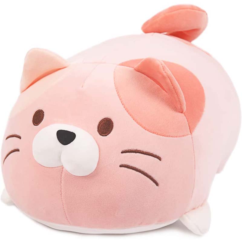 Kawaii Cat Soft Chubby Buddy Throw Hugging Pillow 16 inch Pink