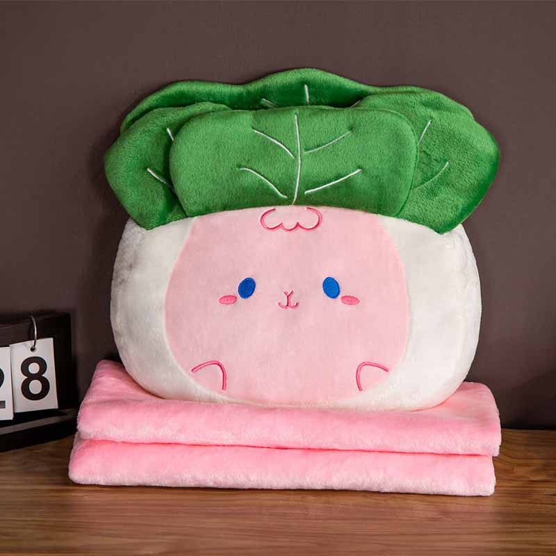 Kawaii Vegetable Plush With Blanket For Travel