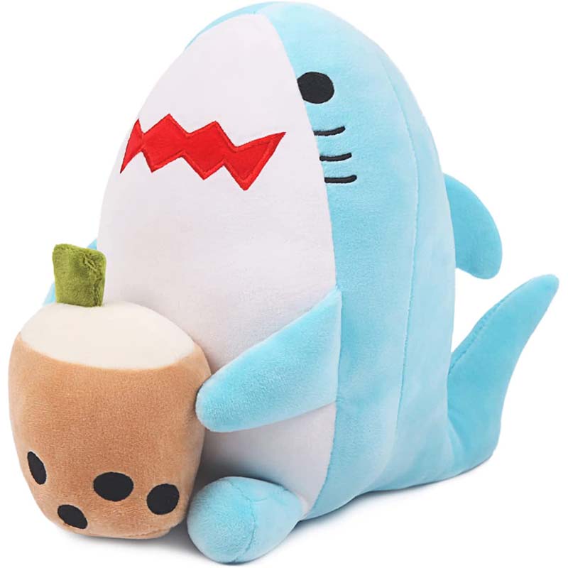 9.4 inch Stuffed Boba with Shark Plushie Bubble Tea Pillow