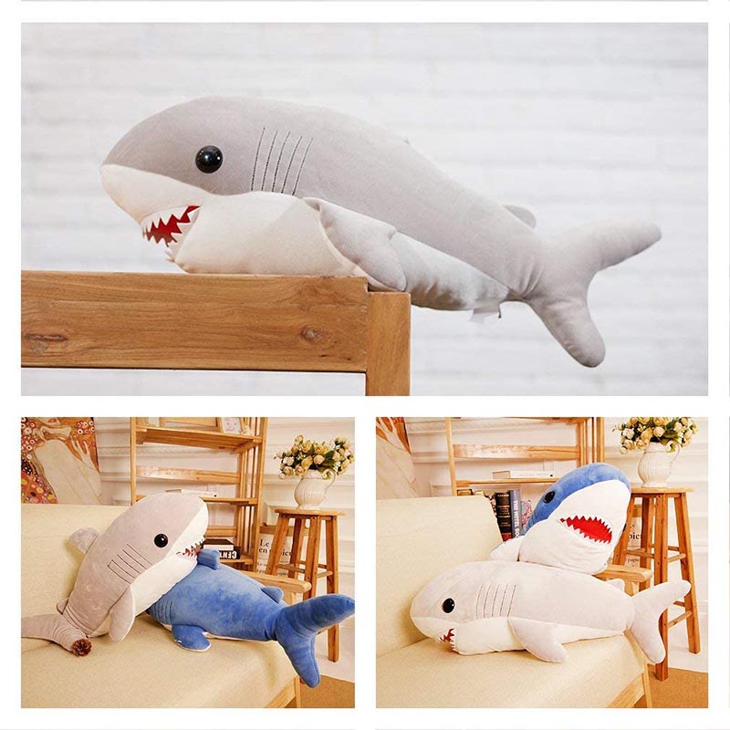 22 inch Large Grey Shark Pillow