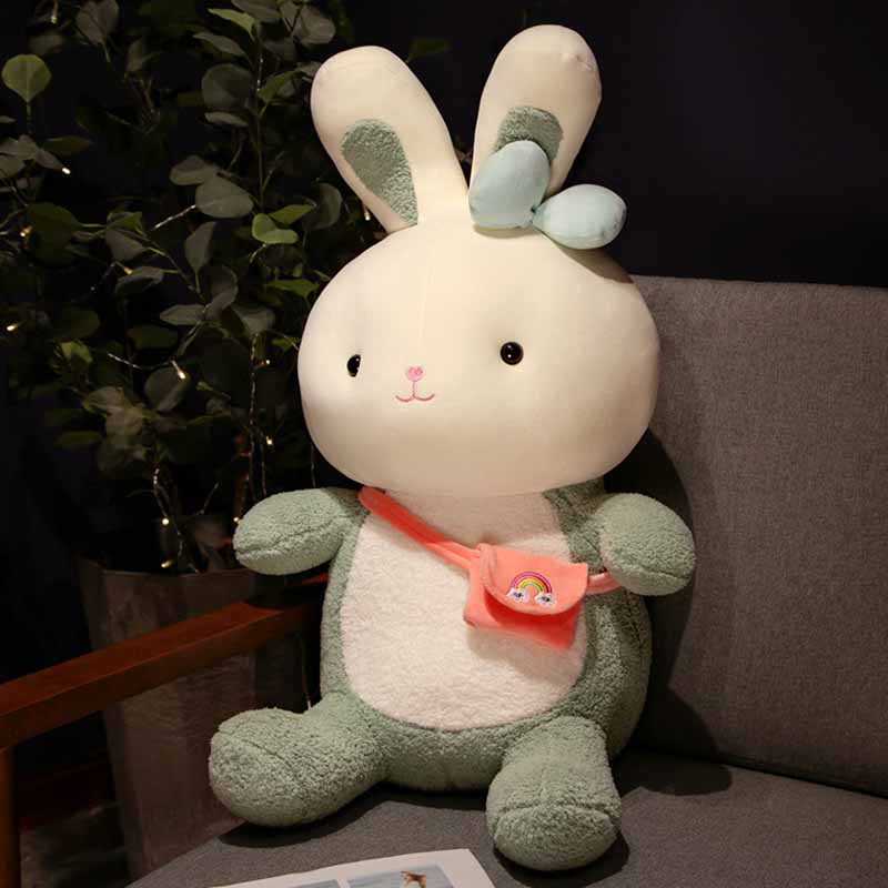 Kawaii Bunny with Bag Stuffed Animal Green