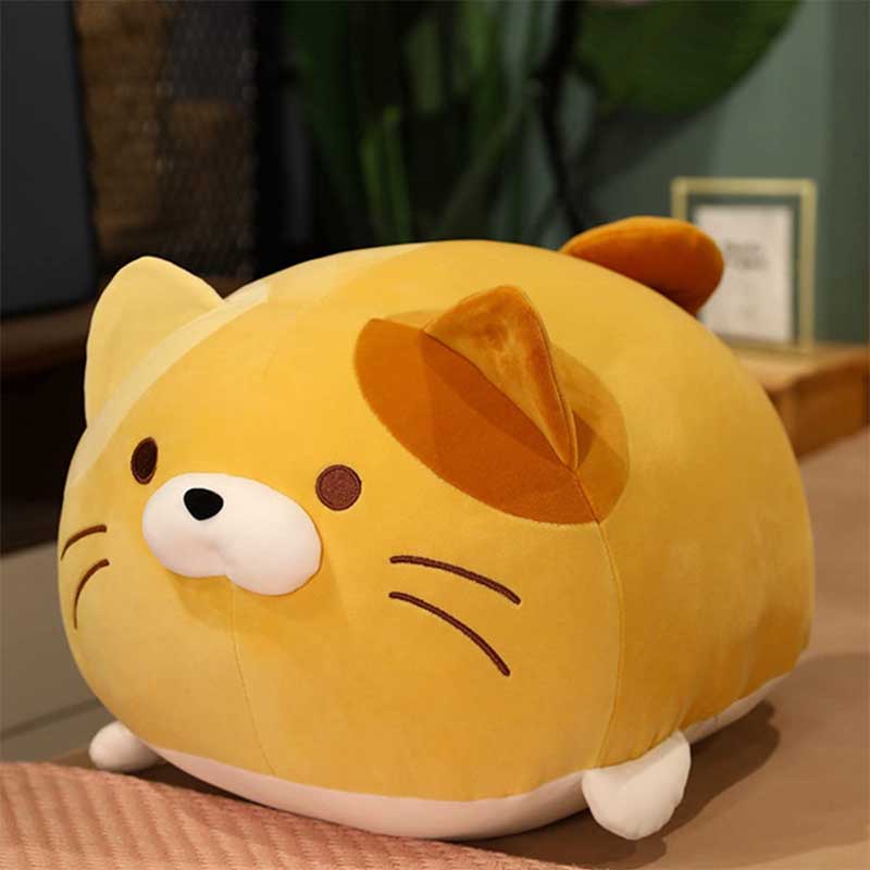 Kawaii Cat Soft Chubby Buddy Throw Hugging Pillow 16 inch Yellow