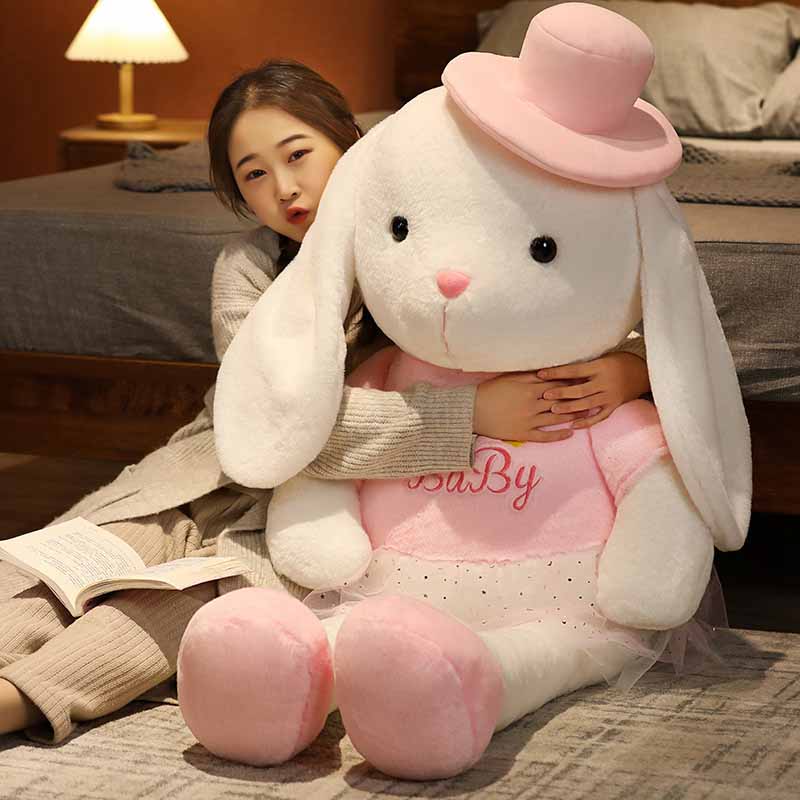 Kawaii Bunny Stuffed Animal with Hat Doll