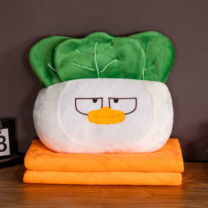 Kawaii Vegetable Plush With Blanket For Travel