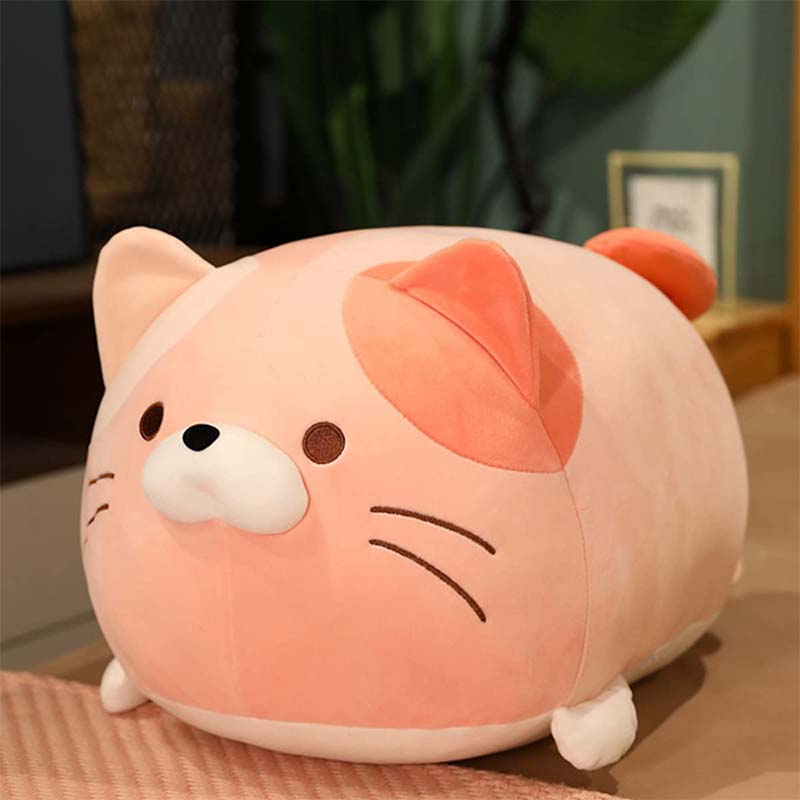Kawaii Cat Soft Chubby Buddy Throw Hugging Pillow 16 inch Pink