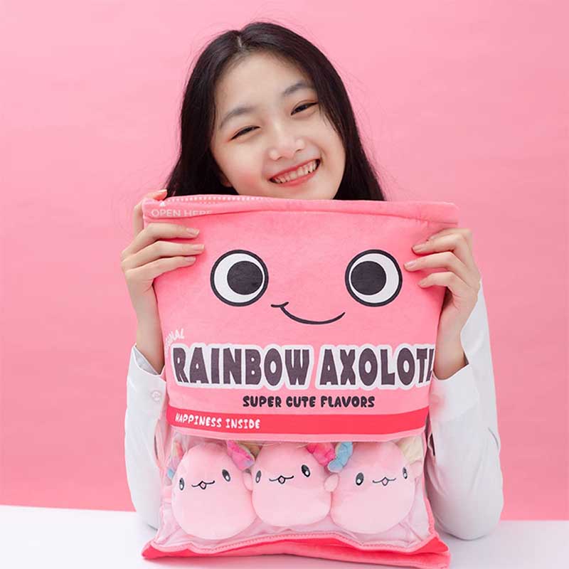 18 inch Removable Stuffed Animals Doll Toy Bag of Pillow Axolotl Pink