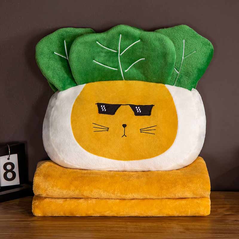 Kawaii Vegetable Plush With Blanket For Travel