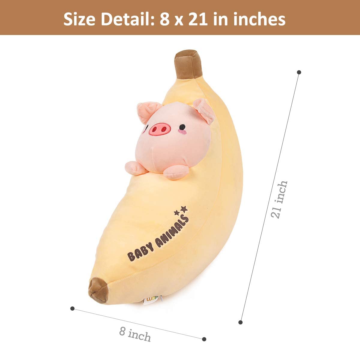 Kawaii Pig Plush Pillow Cute Banana Stuffed Animal 22 inch