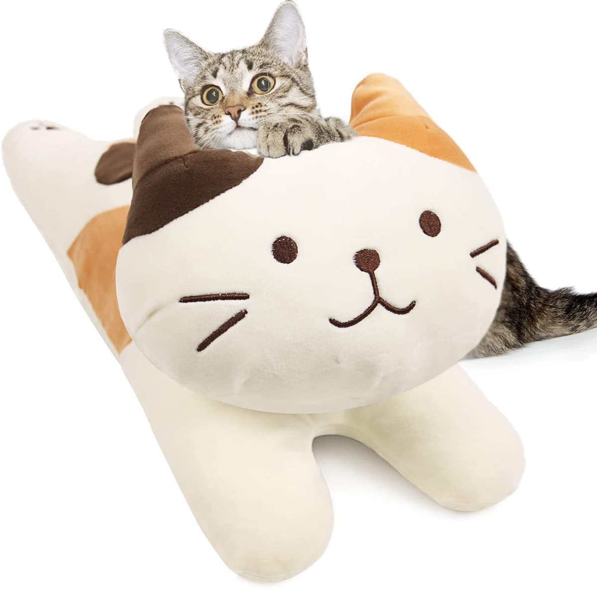 22 inch Soft Cat Big Sleeping Hugging Pillows White