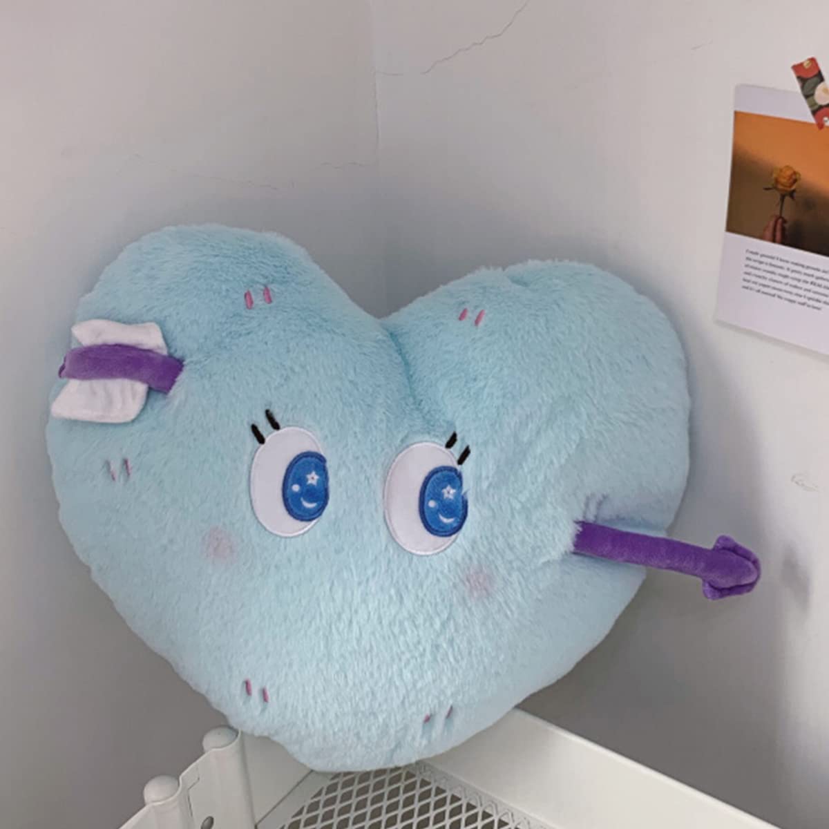 Heart Stuffed Plush Pillow Blue