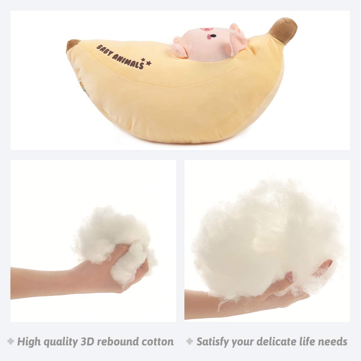 Kawaii Pig Plush Pillow Cute Banana Stuffed Animal 22 inch