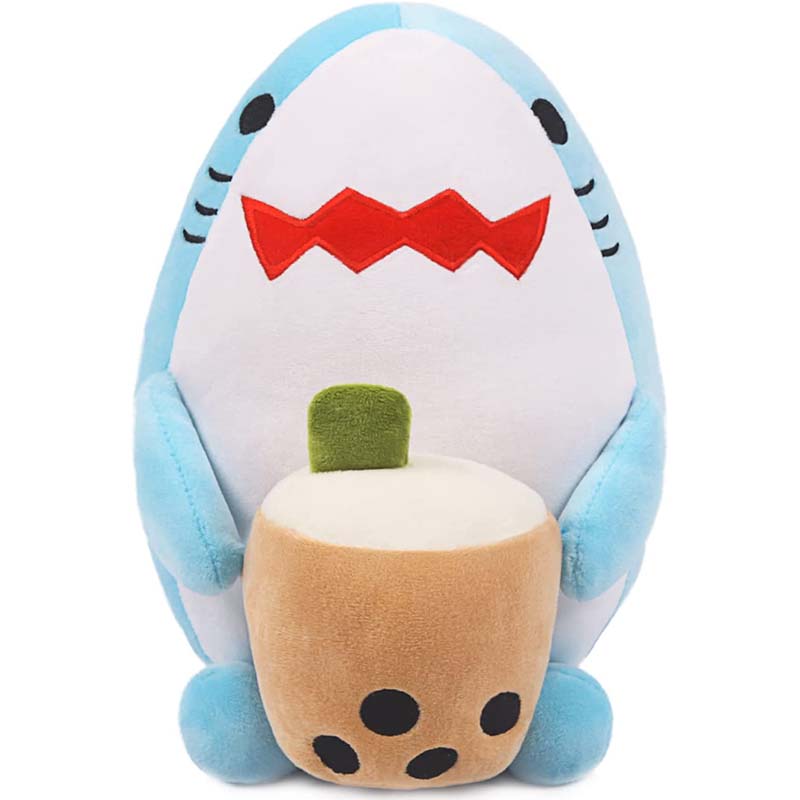 9.4 inch Stuffed Boba with Shark Plushie Bubble Tea Pillow