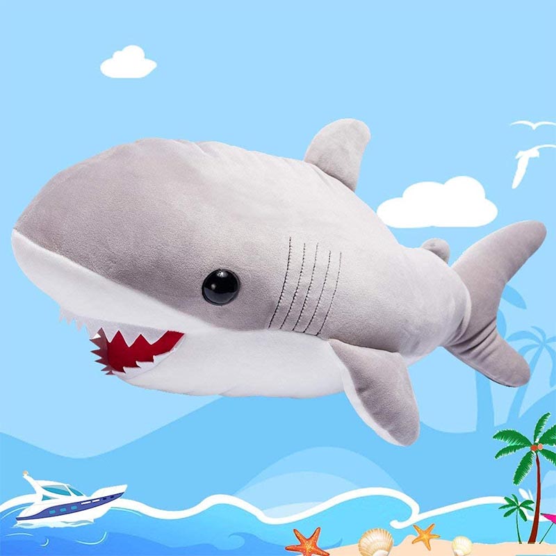 22 inch Large Grey Shark Pillow