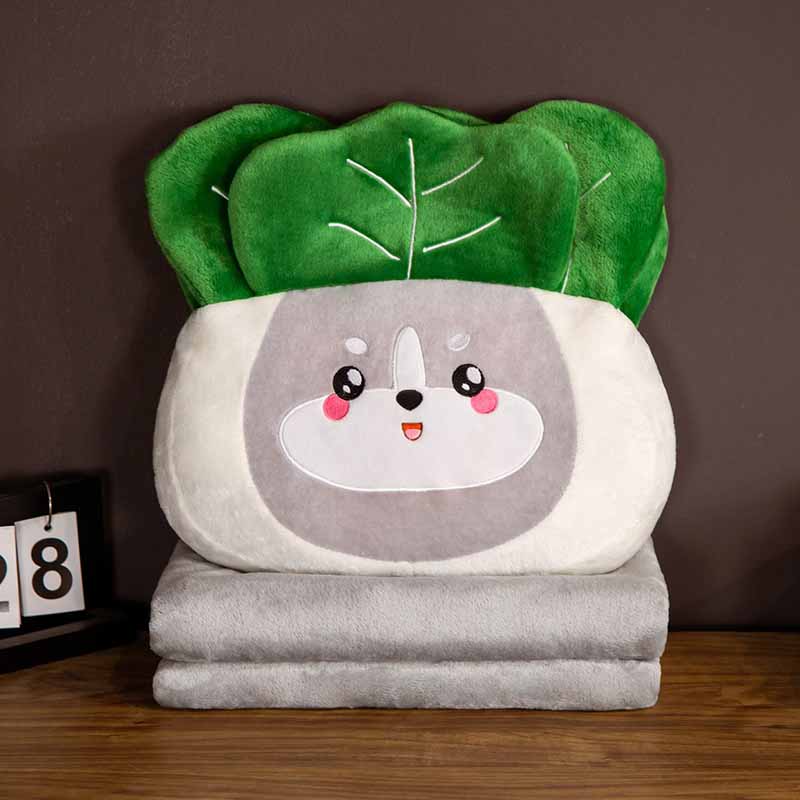 Kawaii Vegetable Plush With Blanket For Travel