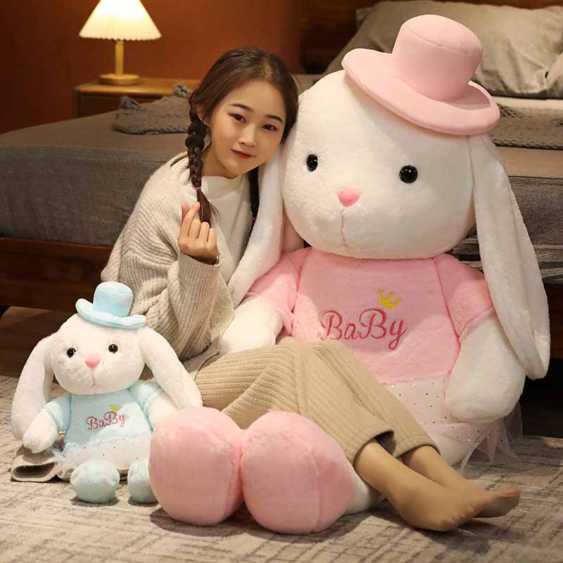 Kawaii Bunny Stuffed Animal with Hat Doll