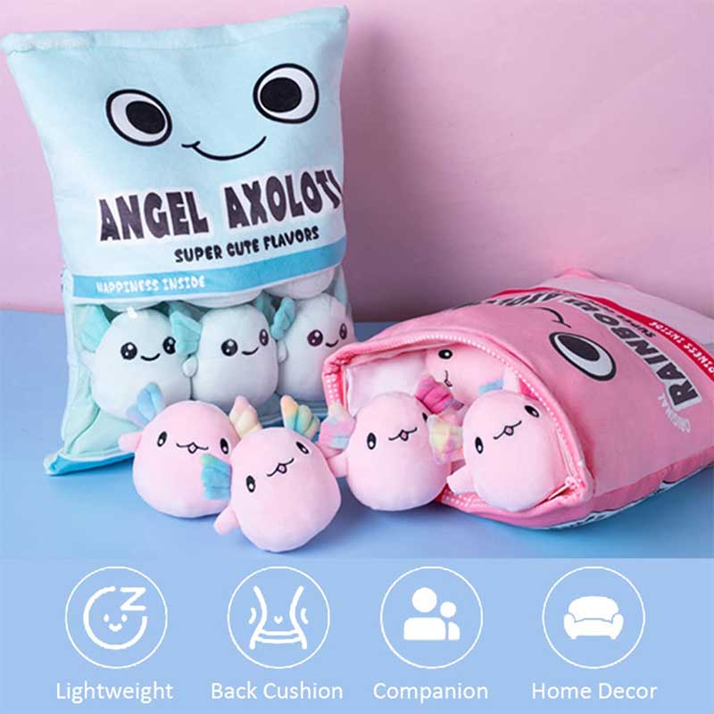 18 inch Removable Stuffed Animals Doll Toy Bag of Pillow Axolotl Pink