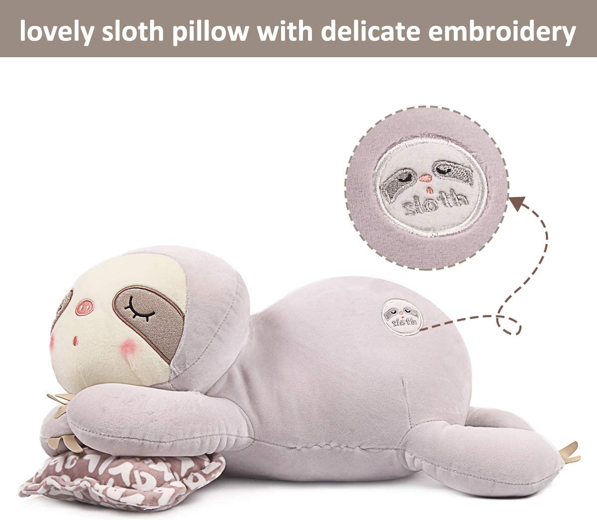 20 inch Stuffed Sloth Plush Animal Pillow Purple